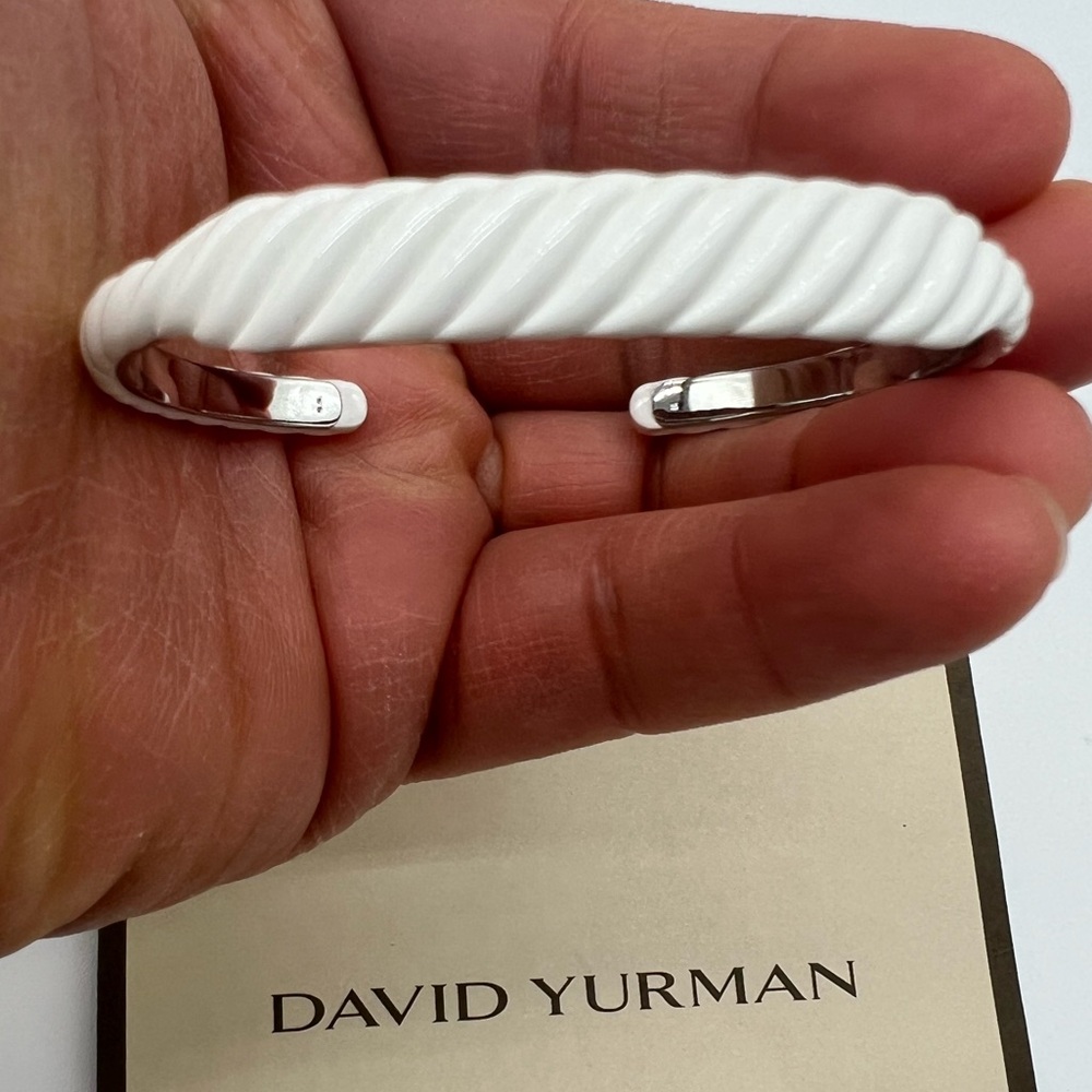 🔴NEW AUTHENTIC DAVID YURMAN SCULPTED CABLE COLOR CONTOUR CUFF BRACELET WHITE🔴 - Picture 2 of 6